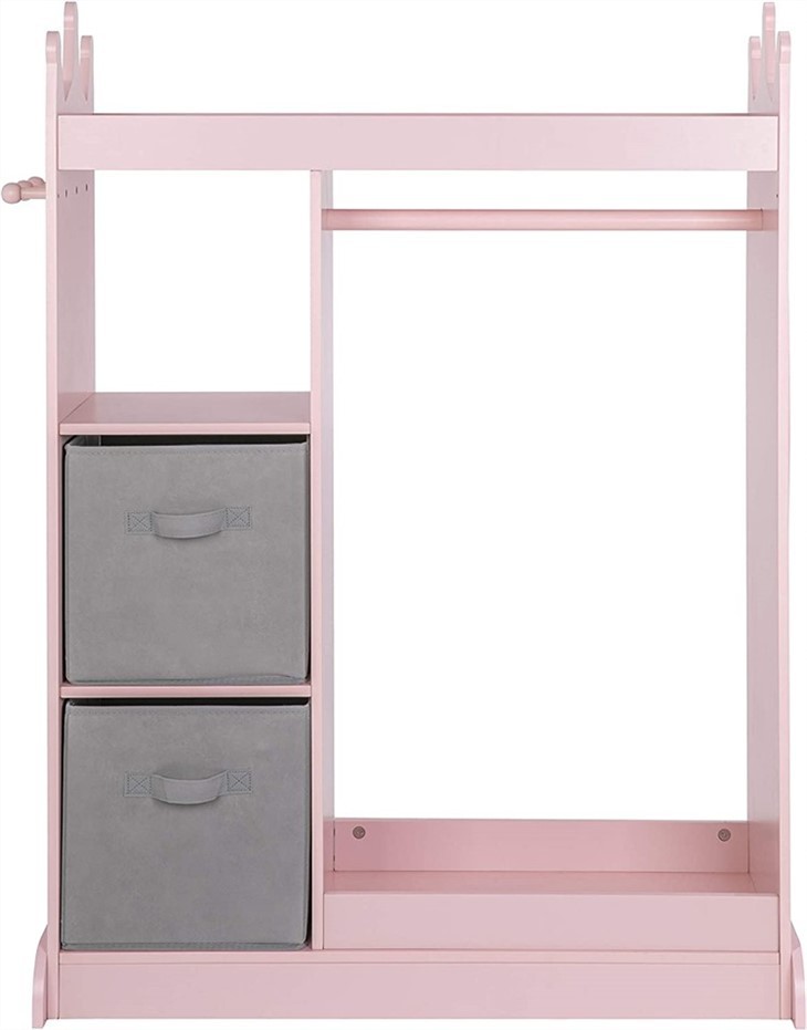 Pink Multifunctional Kids Wardrobe And Mirror (2)