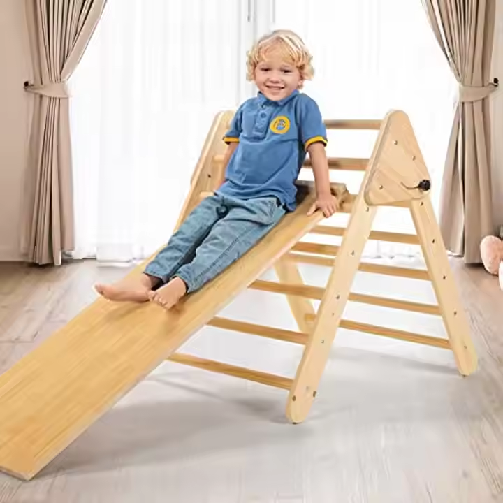 Wooden Climbing Triangle With Slide